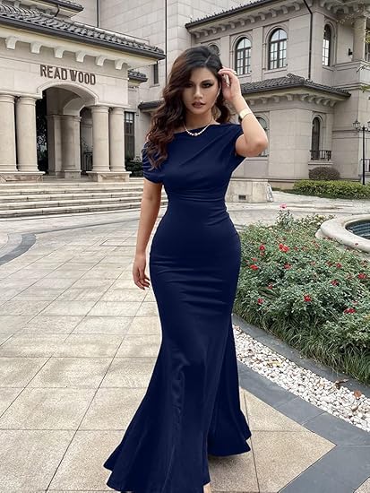 Women's Elegant Sleeveless Off Shoulder Bodycon Long Formal Party Evening Dress